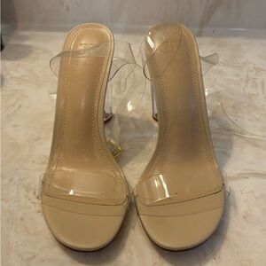 Clear heel and strap heels